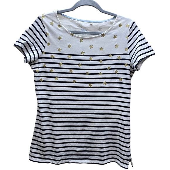 Boden Stripes ahead of the Rest Star Print Short Sleeve T-Shirt Cap Sleeves SZ 8 - Picture 1 of 8